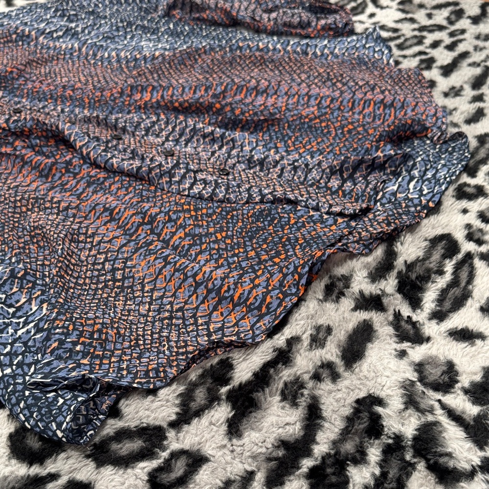 Avenue Blue and Orange Patterned Blouse - Picture 4 of 7